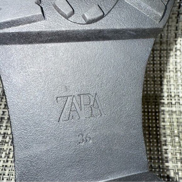 ZARA Chelsea Ankle Boots with Chunky Heel Lug Sole Technical Fabric Black US 6 - Picture 6 of 8